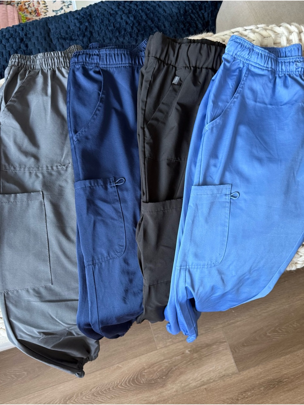 Women's Elastic-Waist Track Joggers in Gray, Navy, Black & Blue
